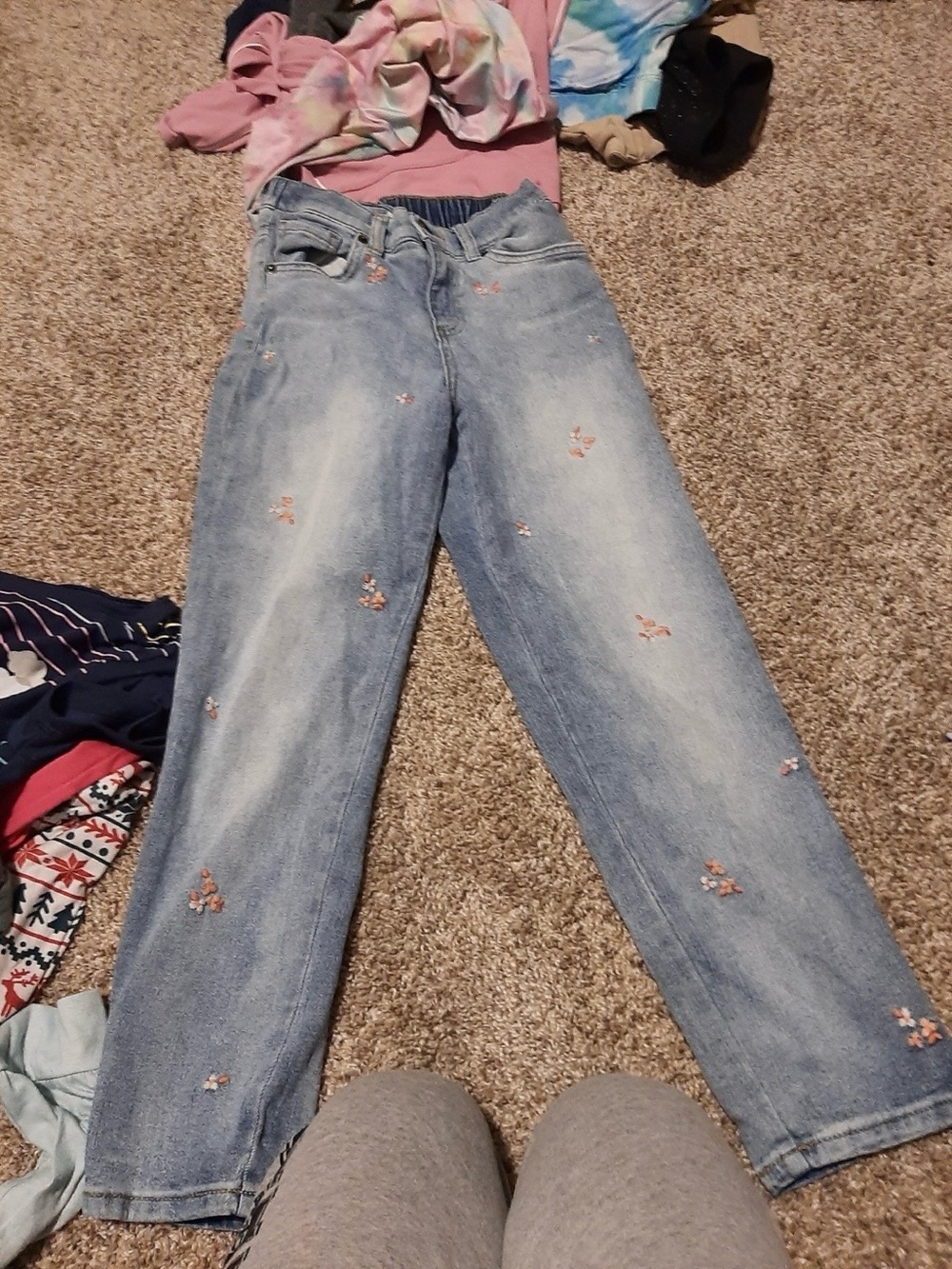 Light Blue Embroidered Youth Jeans